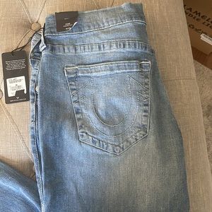 NWT MENS TRUE RELIGION GENO NO FLAP JEANS SIZE 36 medium wash